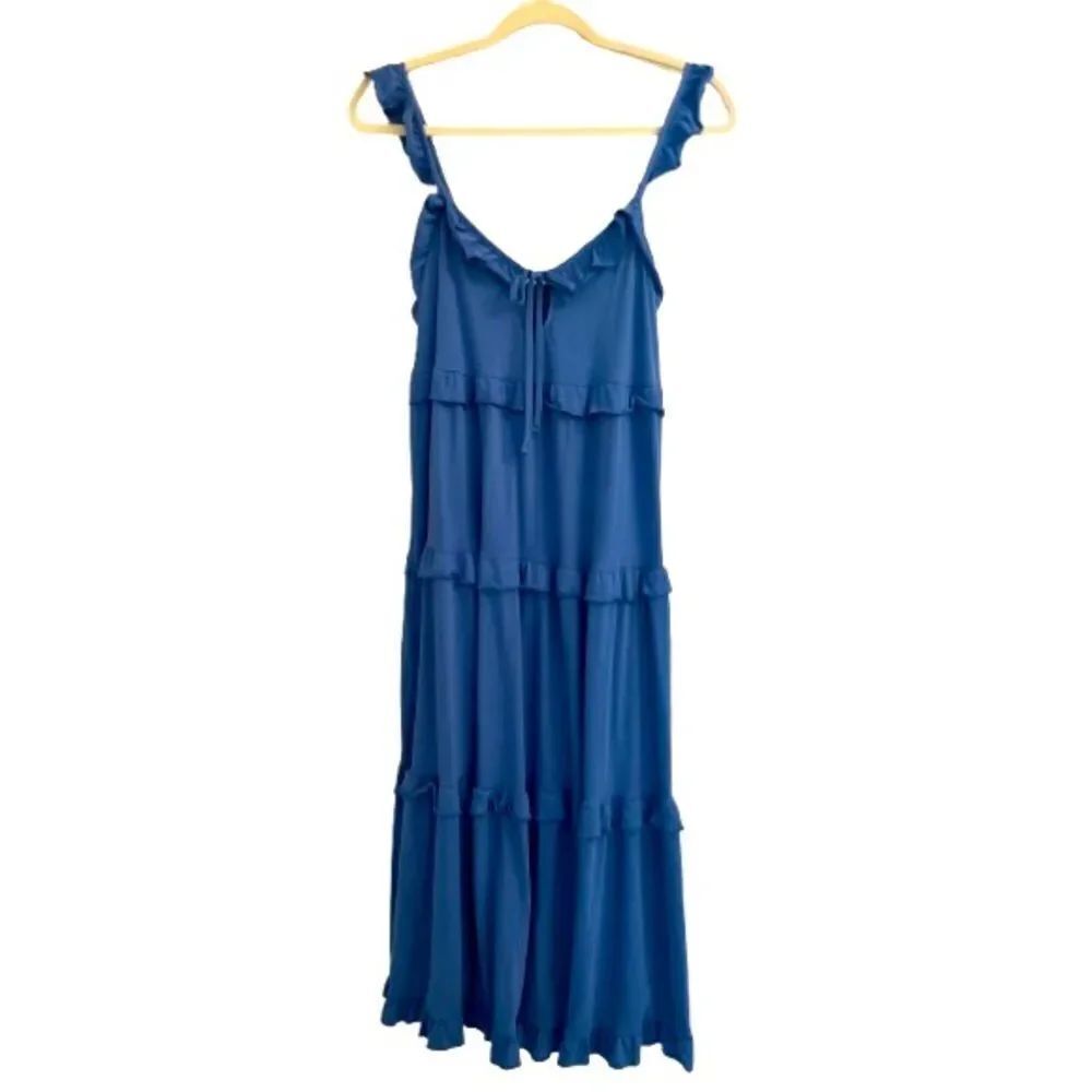 J. Crew Blue Tiered Ruffle Maxi Dress